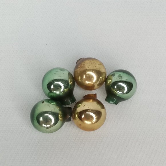 MCM Christmas Ornament Set Of 5 Feather Tree Glass Round Shiny Brite 1950s - Picture 3 of 3